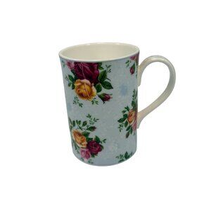 Vintage Royal Albert Old Country Roses Blue Damask Coffee Mug Floral Porcelain